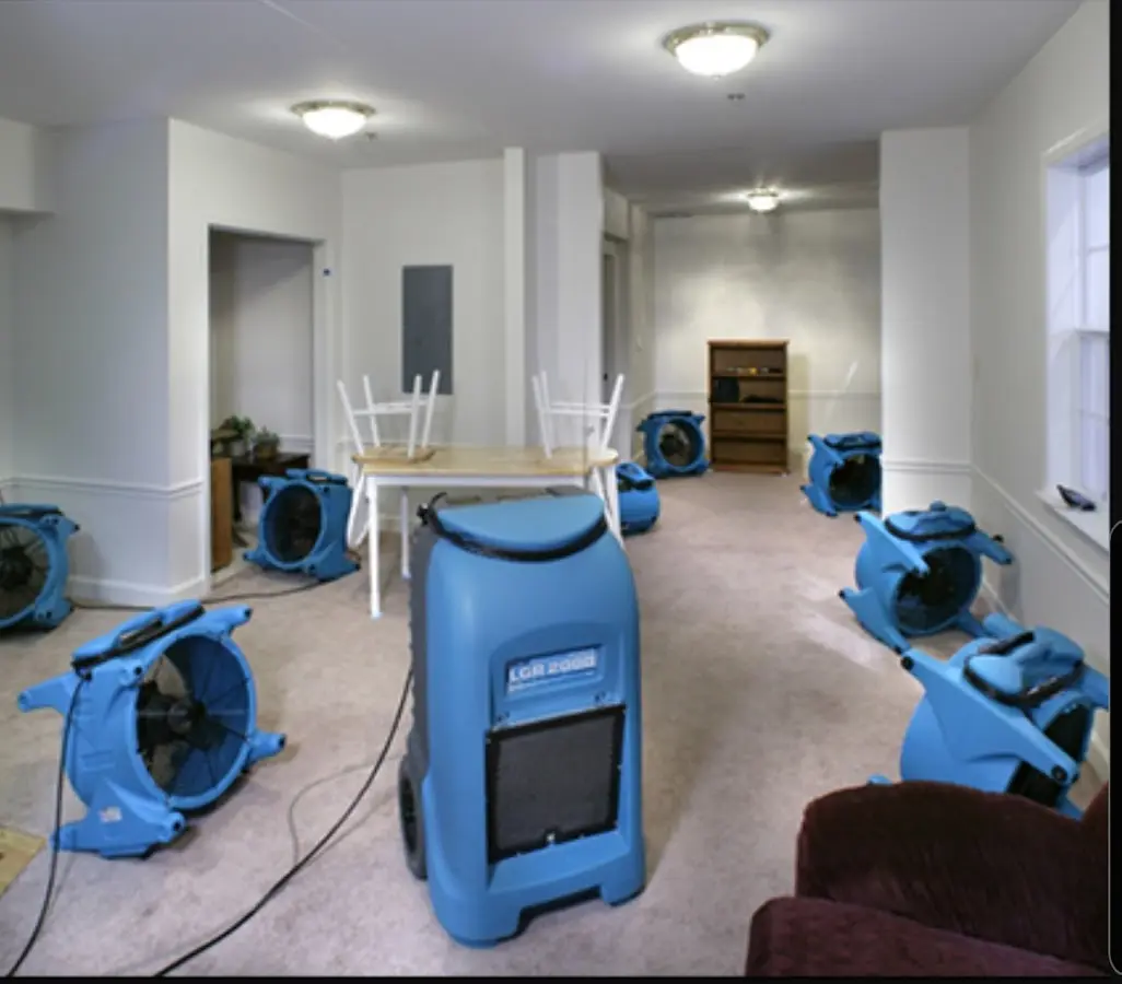 Air movers and dehumidifier setup for Water Extraction & Removal in Woburn