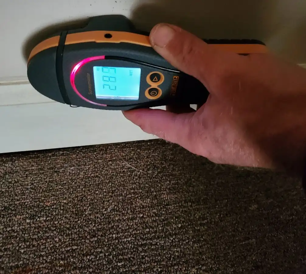Moisture detection at baseboard during Burst Pipe Cleanup in Woburn
